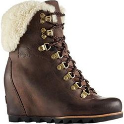 SOREL CONQUEST SHEARLING WEDGE, SIZE 6