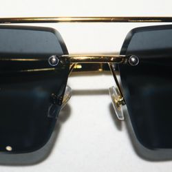 Rectangle Black and Gold Tiger Frameless Sunglasses - High Fashion - Unisex - Anti Glare