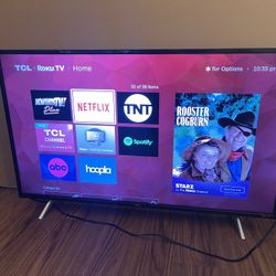 TCL 43” Roku Smart TV 4K UHD HDR In Working Condition With New Remote Control. $130 Firm On Price