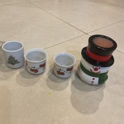 5 Small Christmas Candle Holders 
