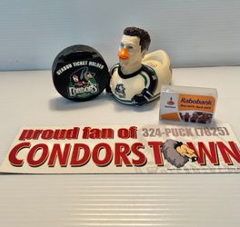 Vintage Bakersfield Condors Hockey Puck Magnet Rubber Ducky Rabobank Bike Repair Kit Tap See More for All Info