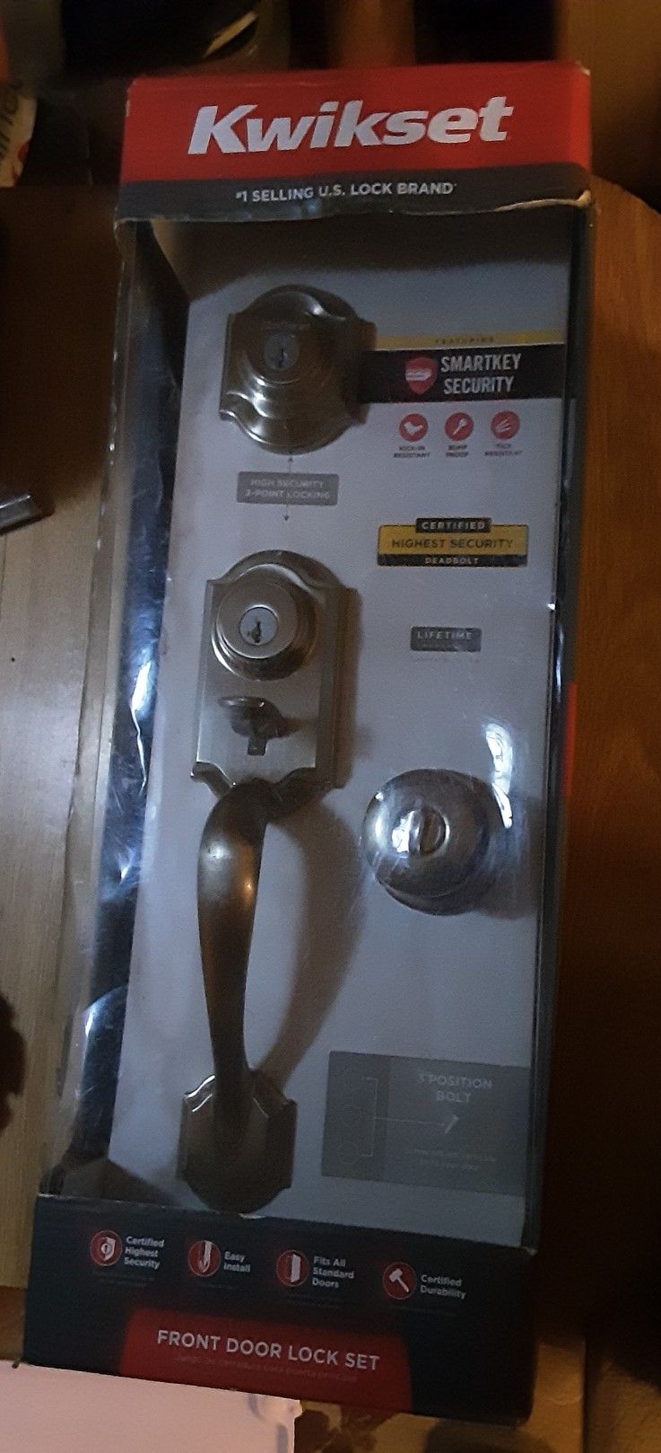 Kwikset Montara Satin Nickel Single Cylinder Door Handleset Featuring SmartKey Security