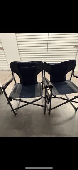 2 Folding Camping Chairs with Side Tables –