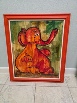 Framed Elephant Painting