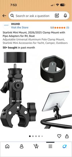 Starlink Mini Pole Clamp Mount with Pipe Adapters