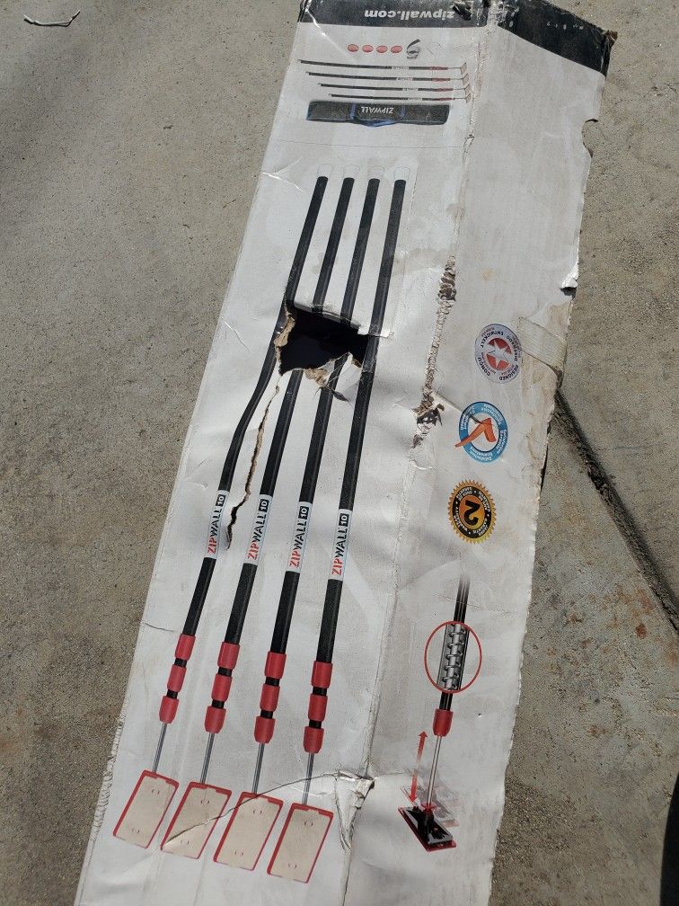 10 ft. Stainless Steel Dust Barrier Poles with 2-Adhesive Zippers and a Carry Bag Black (4-Pack)