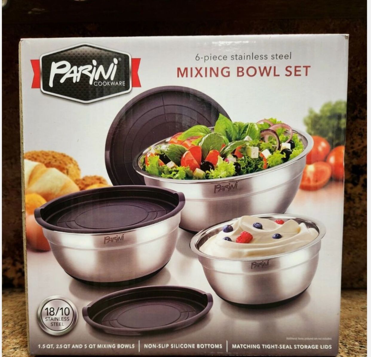 BRAND NEW IN BOX STAINLESS STEEL MIXING BOWL SET