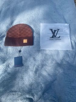 Brown and black designer beanie
