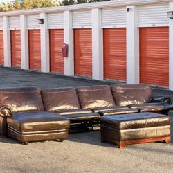 Havertys Leather Sectional Recliner Couch Sofa