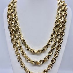 14K 12mm 26in &28in Diamond Cut Rope Chain.  Full Size