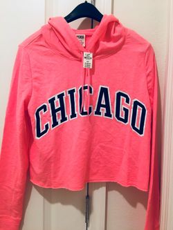 NEW VICTORIA SECRET “PINK" CHICAGO LOGO full hooded jacket Medium