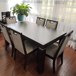 Brand New/ Gray- Dark Brown Extendable Dining Room Set, Table And Chairs// Comedor 