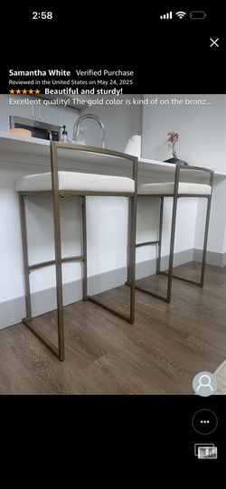 Crosley Furniture 2x Brass Counter Height Bar Stools