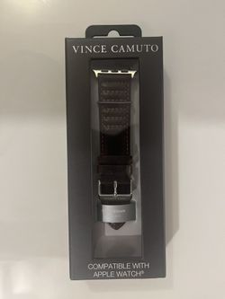 Vince Camuto Fashion Mens Apple Watch Band  Black Leather  # 42/44/45