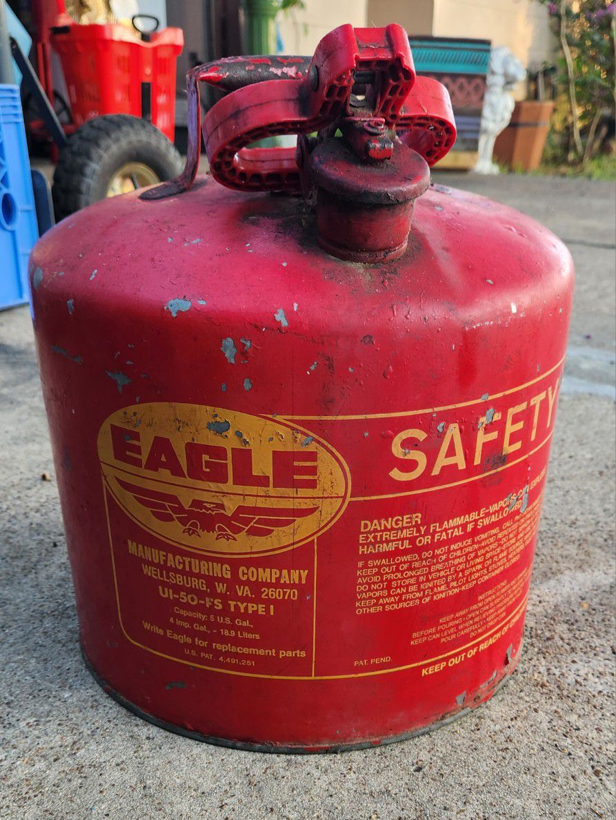 Vintage Eagle USA Red Steel Safety Gas Can