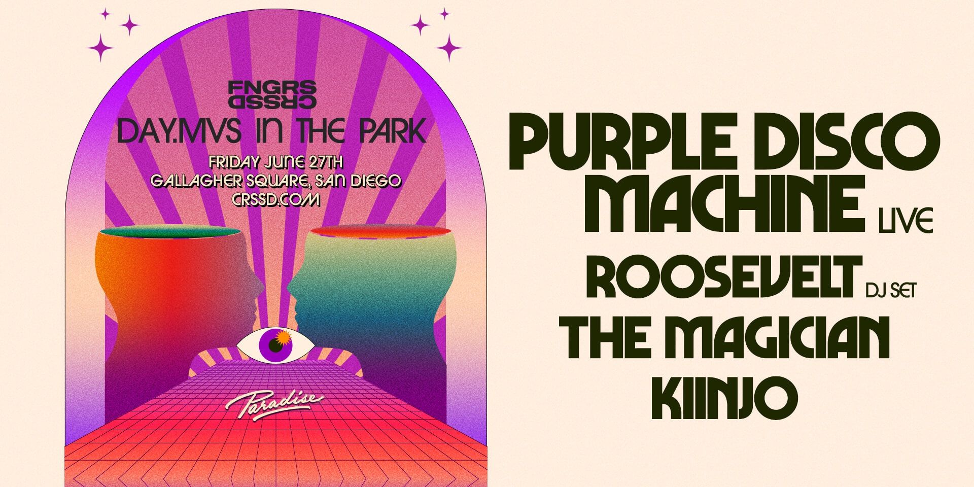 FNGRS CRSSD x DAY.MVS present Purple Disco Machine (live) + more at Gallagher Square