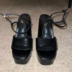 Zara Black Chunky Heel