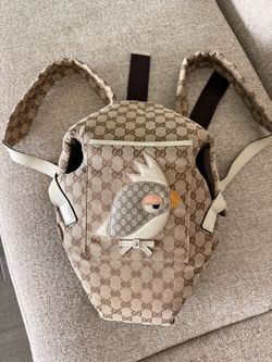 Gucci beige GG canvas & leather zoo patch baby carrier