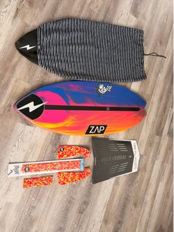Zap Rocket Fish 53” Ultra Team Skimboard Package – NEW Traction + Board Sock