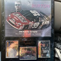 Jeff Burton Cards And Plaque 