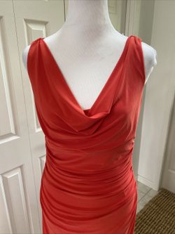 red Cowl Ruched Side Full Length Stretch 10