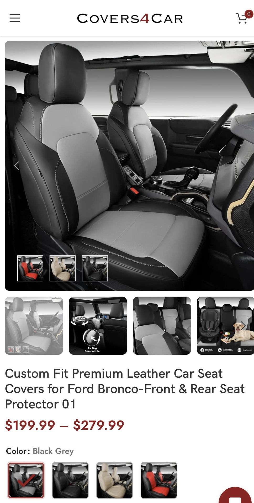 Custom Fit Premium Leather Car Seat Covers for 2021-2025 Ford Bronco-Front & Rear Seat
