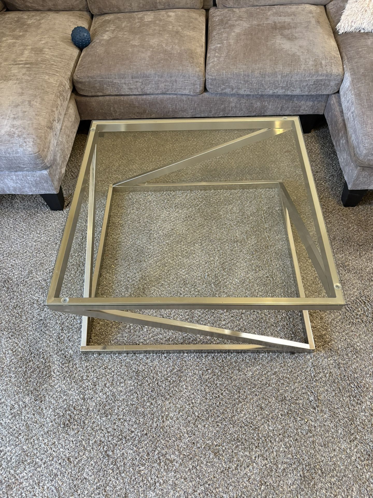Modern Glass & Silver Coffee Table