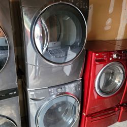 Black Kenmore Front Loading Washer And Stackable Electric 220volt Dryer Set 