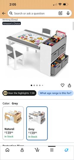 Kids art desk w/ storage, 2 chairs