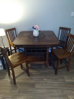 Heavy Wooden Table With 4 Chairs