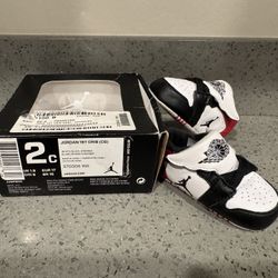 Nike Air Jordan 1 Jumpman Retro Crib Booties Baby Shoes Red Black Size 2C
