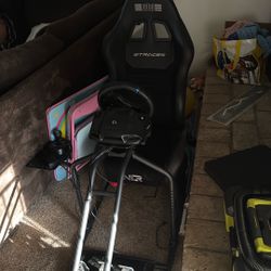 Gt Racing Steering Wheel With Steering Wheel Set Up And Pedals And Shifter 