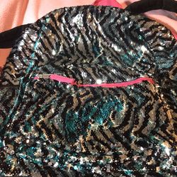 Sequined Zebra  Backpack.  Selling For $20.  