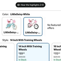 Beautiful girl bike 14 inch for ages 2-7 yrs