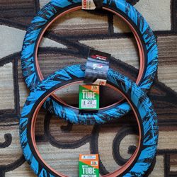 NEW Bicycle Bmx Tires 20" Blue Splatter