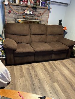 Brown Fabric Reclining Sofa