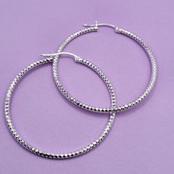 925 Silver Diamond Cut Big Hoops