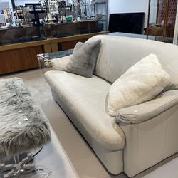 White Faux Leather Couch 