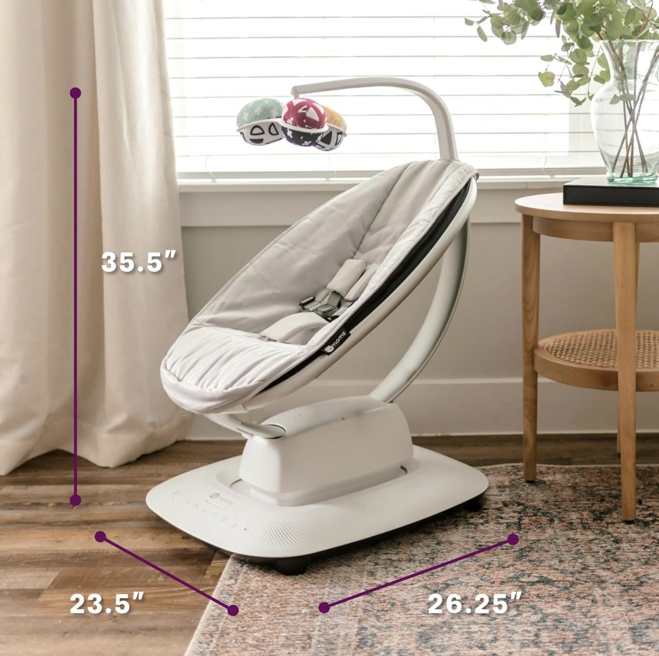 4moms MamaRoo Multi-Motion Baby Swing, Bluetooth Enabled with 5 Unique Motions, Black
