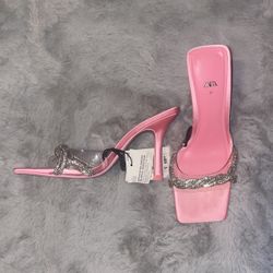 Pink Satin Zara Heels 