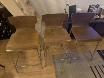 3 Counter Height Wood Bar Stools 