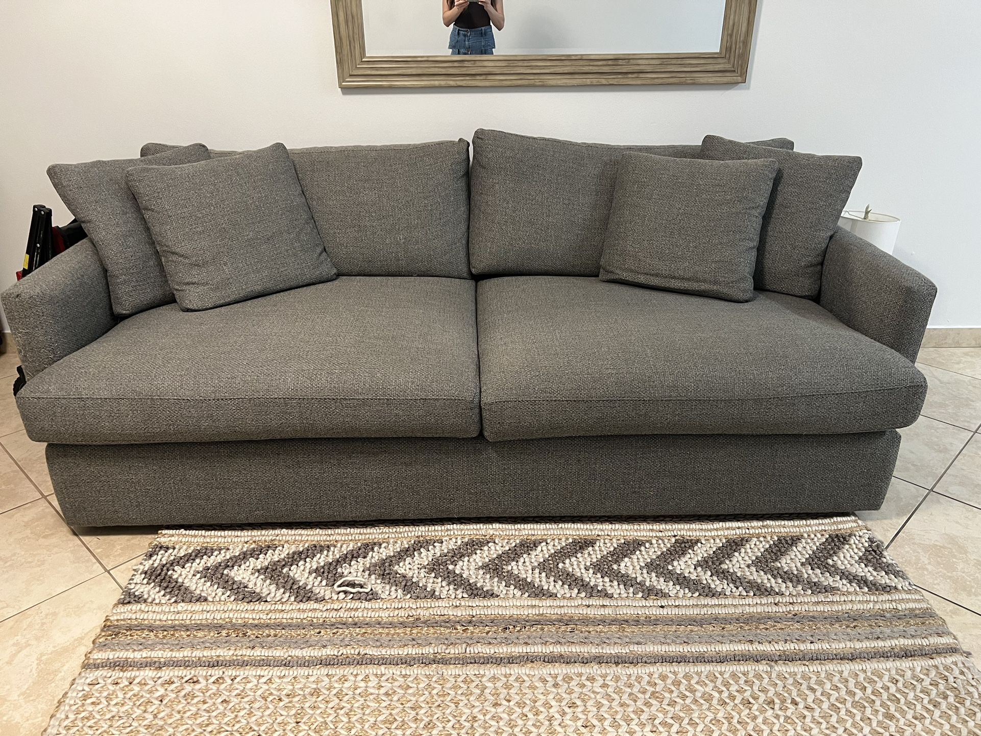 Crate & Barrel Lounge Deep Sofa In Taft Steel