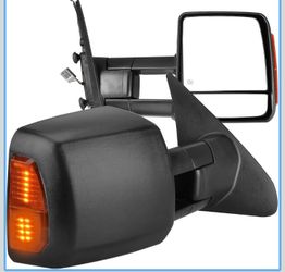AUTOSAVER88 Tow Mirrors Compatible with 07-17 Tundra, Power Control Heated Rear View Mirrors, Black Manual Extending and Folding Truck Towing Mirrors 