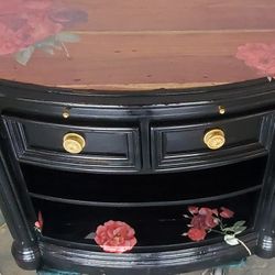 BEAUTIFUL SOLID WOODEN 2~TIER CABINET with TWO DRAWERS and TWO SHELVES for STORAGE