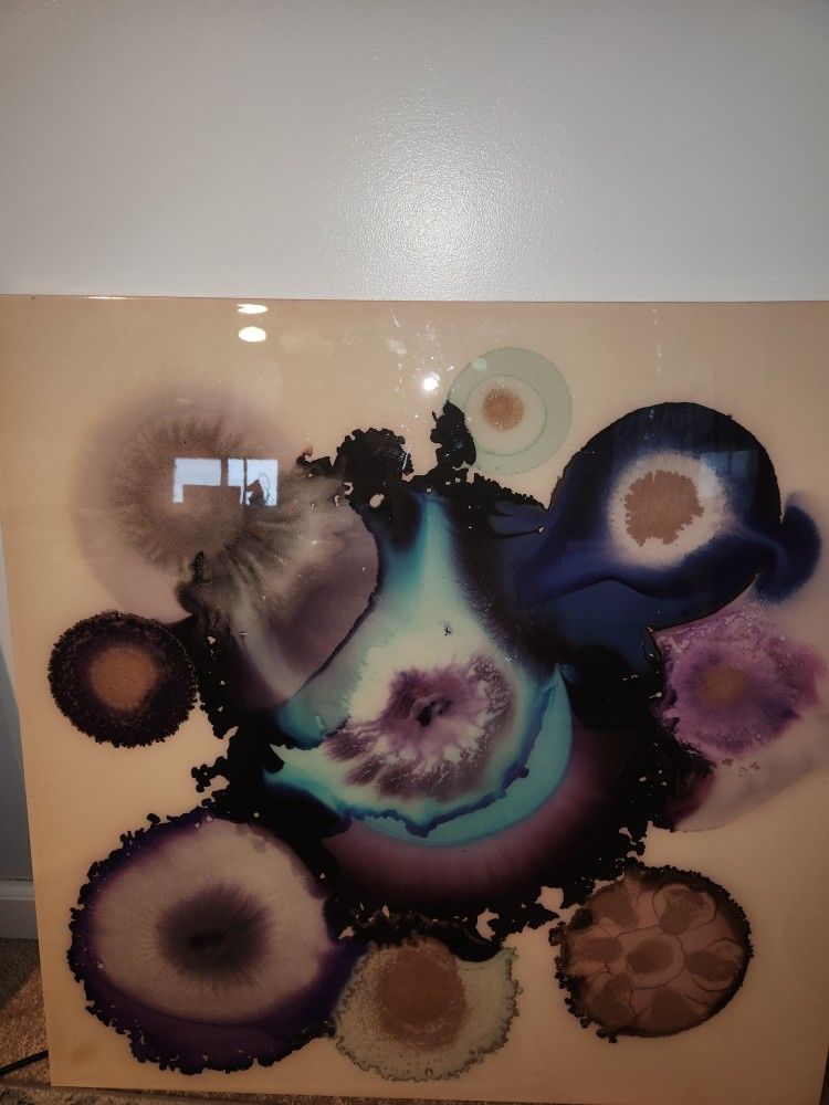 30" X 30" Blue And Purple Painting