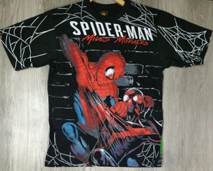 RARE Art For Villains Spider-Man Miles Morales AOP Mega Print Tee XL