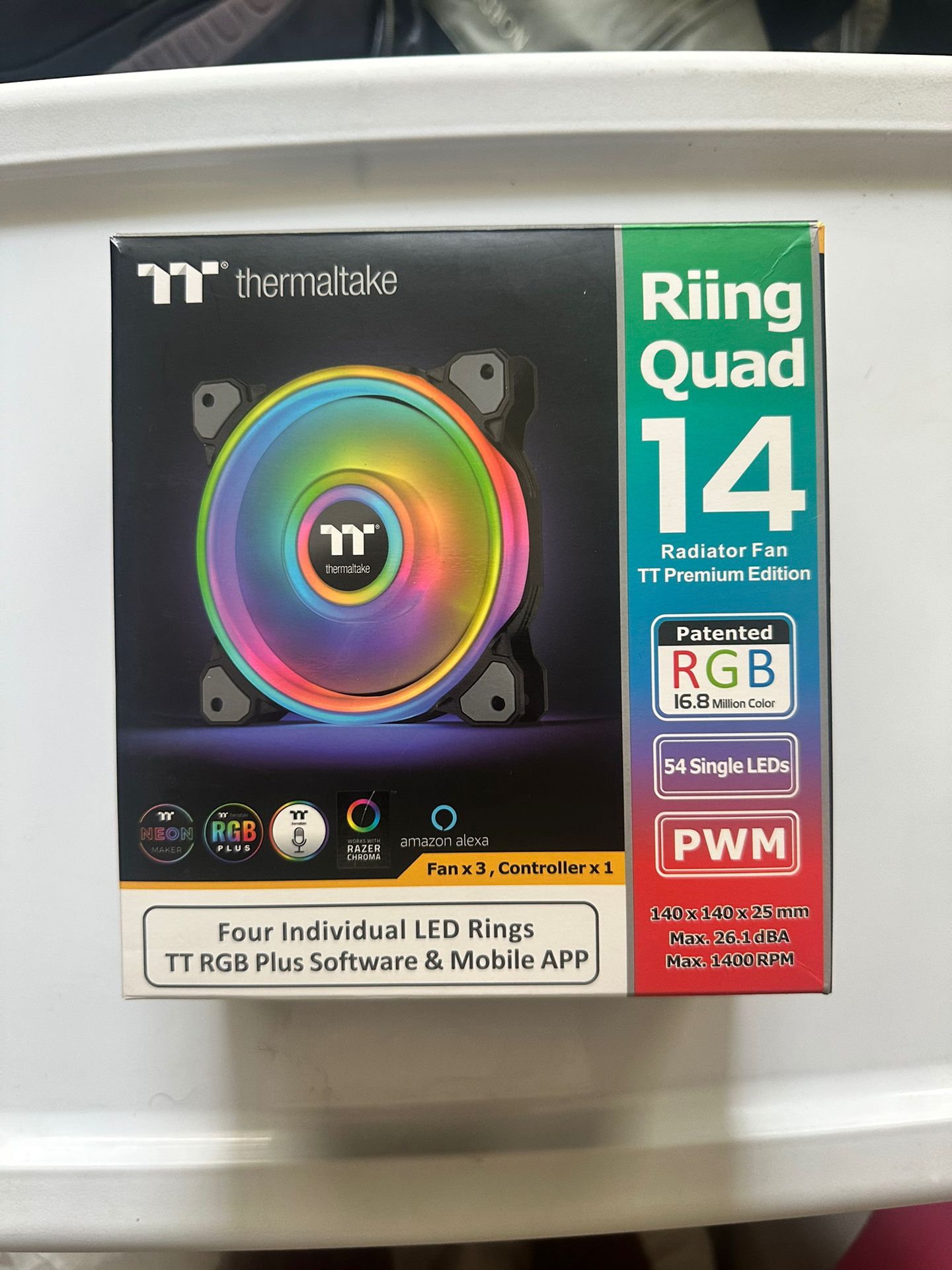 [Used] 3 Pack Thermaltake Riing Quad 140mm RGB PC Fans