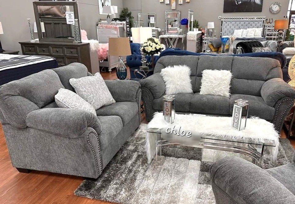 
\ASK DISCOUNT COUPON` sofa Couch Loveseat  Sectional sleeper recliner daybed futon  Almx Pewter Living Room Set  🏆