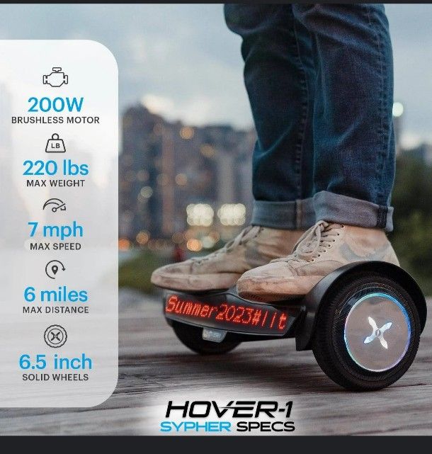 🛹 Brand New Hover-1 Sypher Hoverboard – 7 MPH, 6.5" LED, Bluetooth!