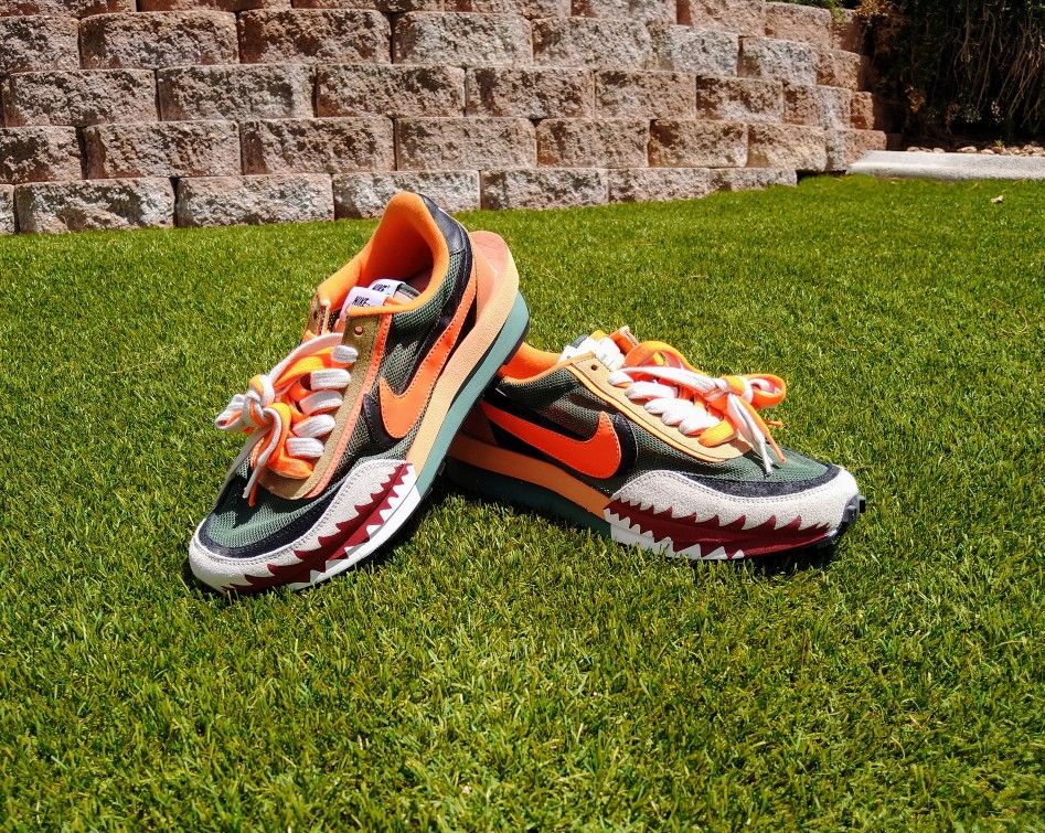 Nike LD Waffle sacai Green Gusto Shark Teeth Custom Sz8.5 Shoes